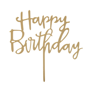 Gold Happy Birthday Cake Topper